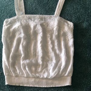 White embroidered tank w/ removable straps